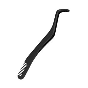 Eyelash With Comb Aid Metal Tweezers Beauty Tools (Color: BLACK)
